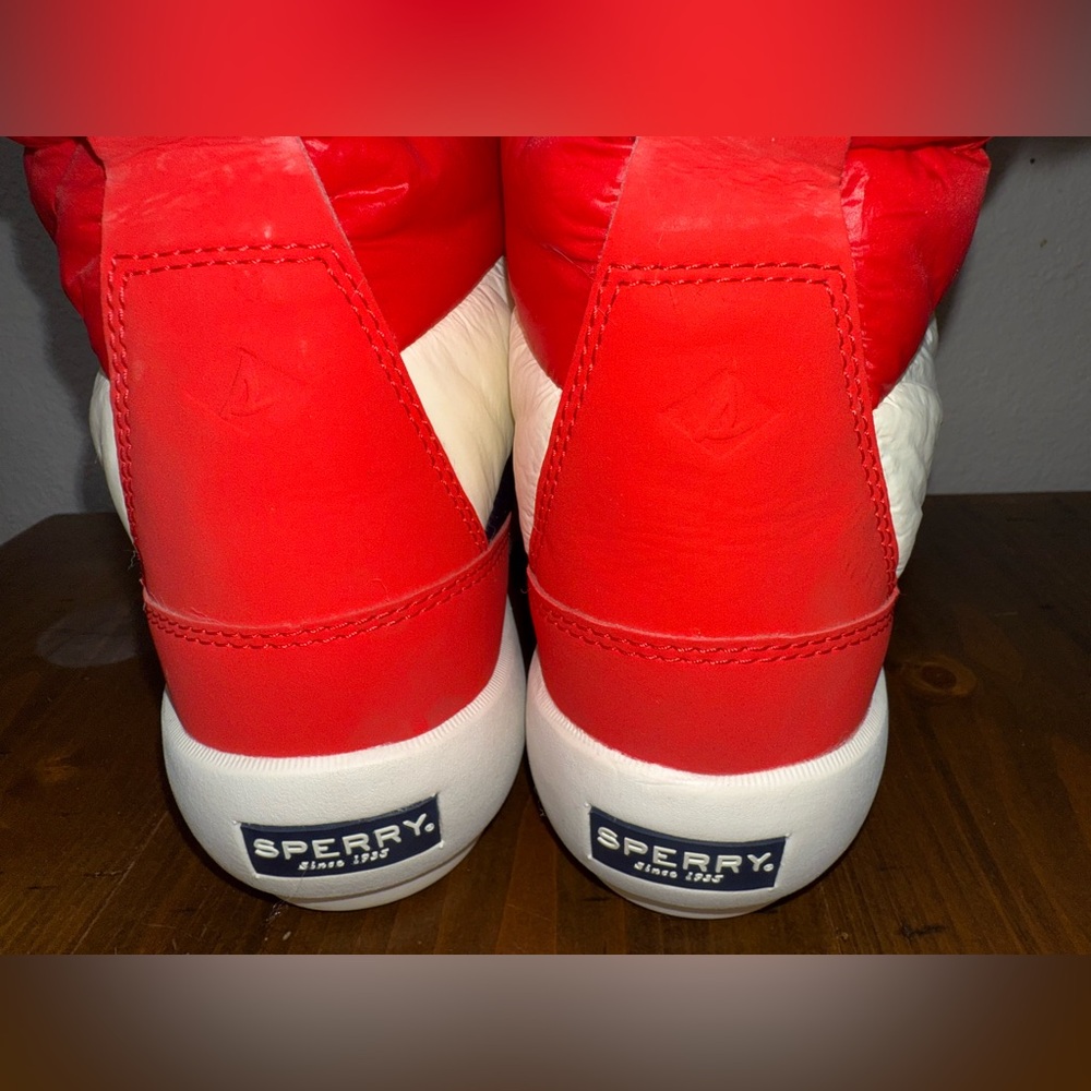 Sperry Plushwave Red Faux Fur Snow Boots Coastal Preppy Wintercore-Sz 10‎ - Picture 3 of 9